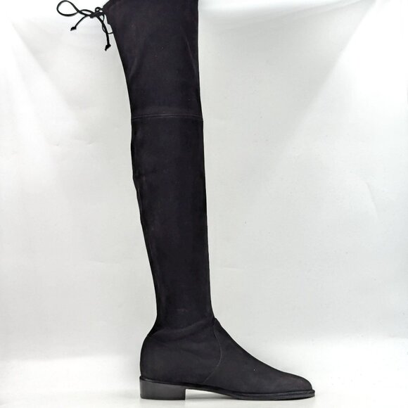 Stuart Weitzman Women Lowland Back Lace Black Suede OTK fashion Boots size 7.5 - Picture 5 of 11